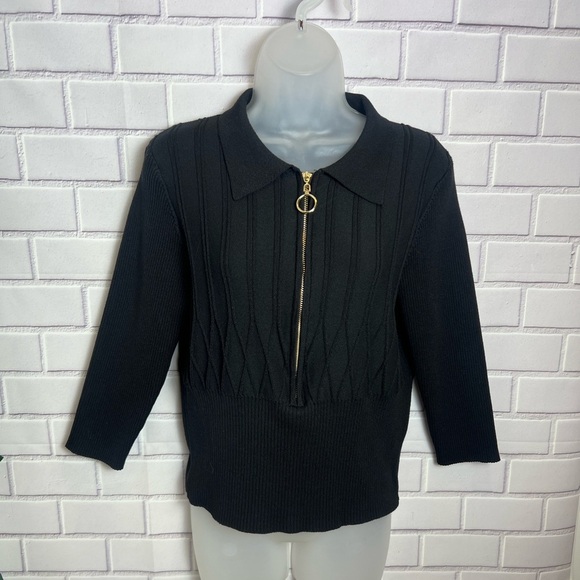 RIO & RIAN Black Zippered 3/4 sleeves Women's Top/size L - Picture 4 of 8